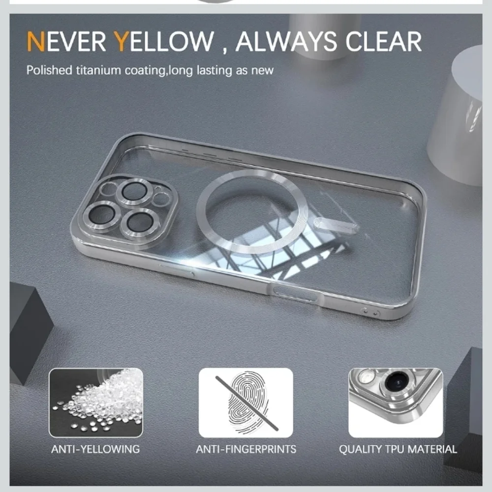 Apple iPhone Case with MagSafe - Silver and Clear